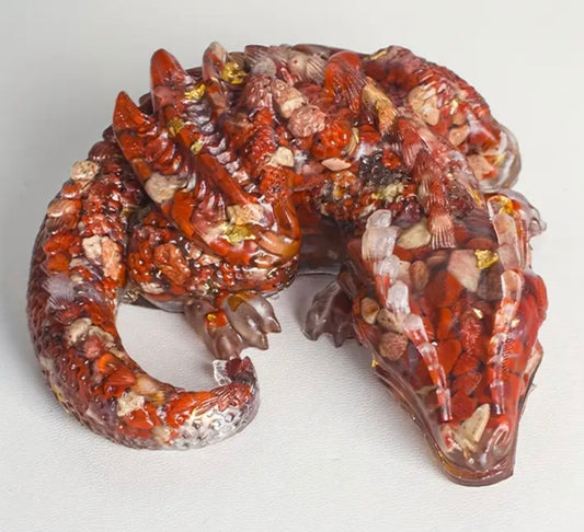 Genuine Gemstone Embedded Resin Dragon