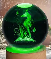 Laser Etched Glass Spheres with Stand - Regular stand or LED color rotating stand