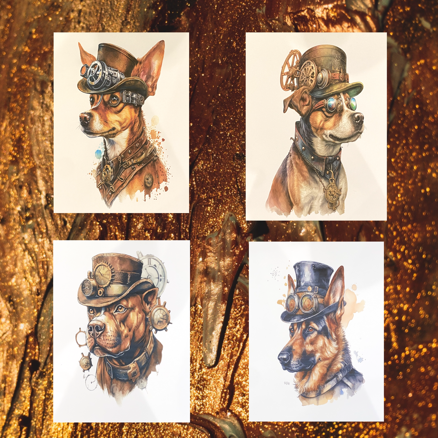 Steampunk Dogs Spiral Bound 80 page Blank Page Journal Sketch Book - 4 designs to choose