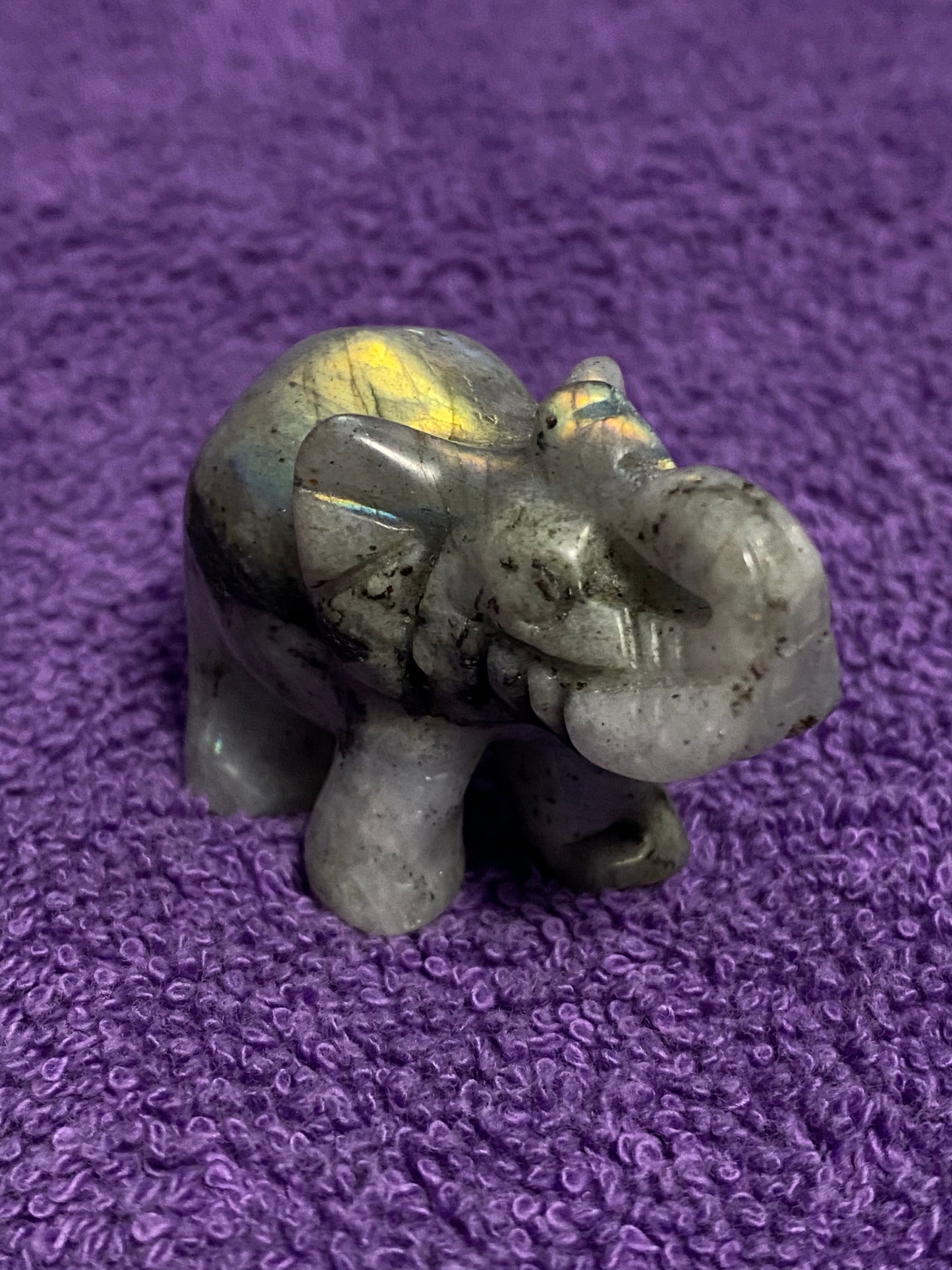 Labradorite Standing Elephant Carving 1.65 oz.