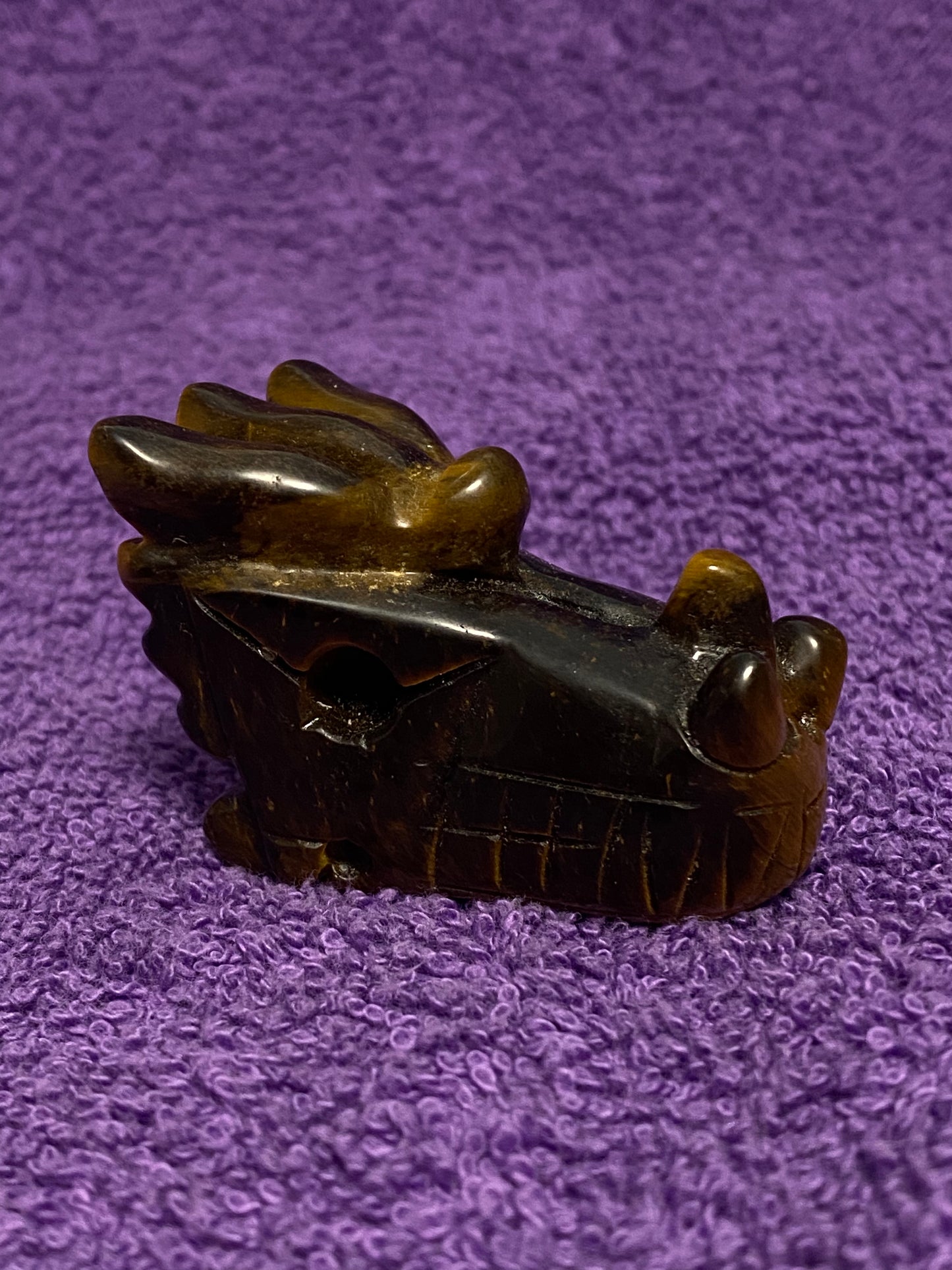 Tiger's Eye Carved Dragon Head