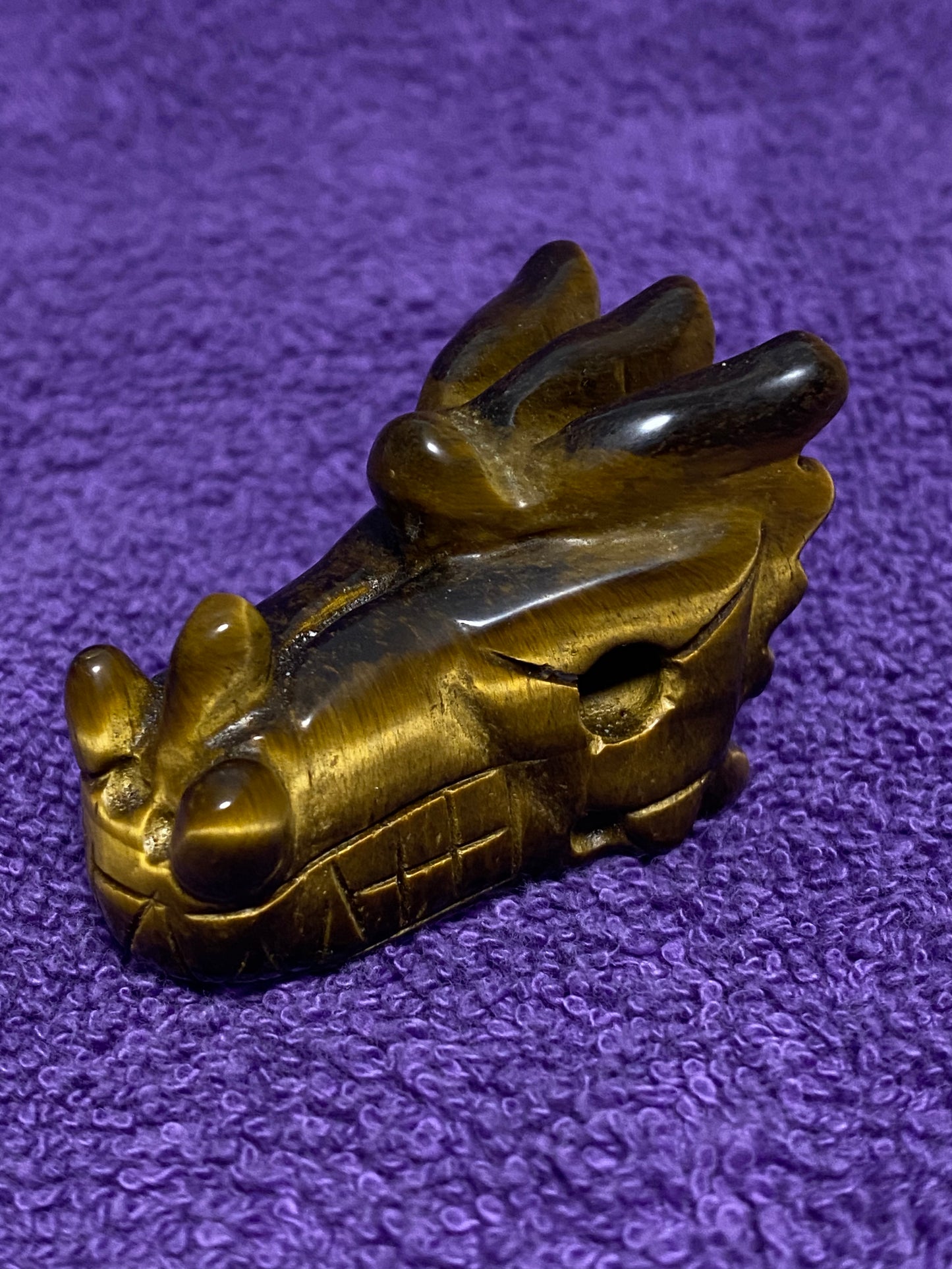 Tiger's Eye Carved Dragon Head