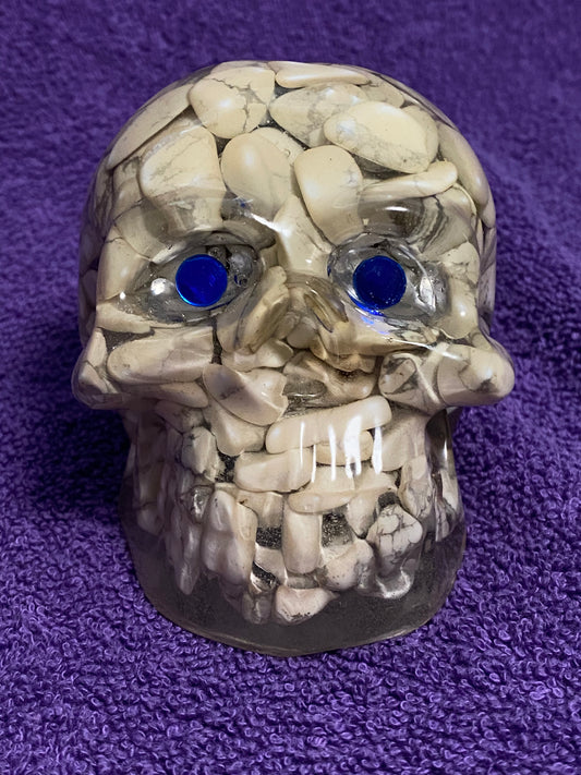 Gemstone Embedded Handmade Resin Skulls