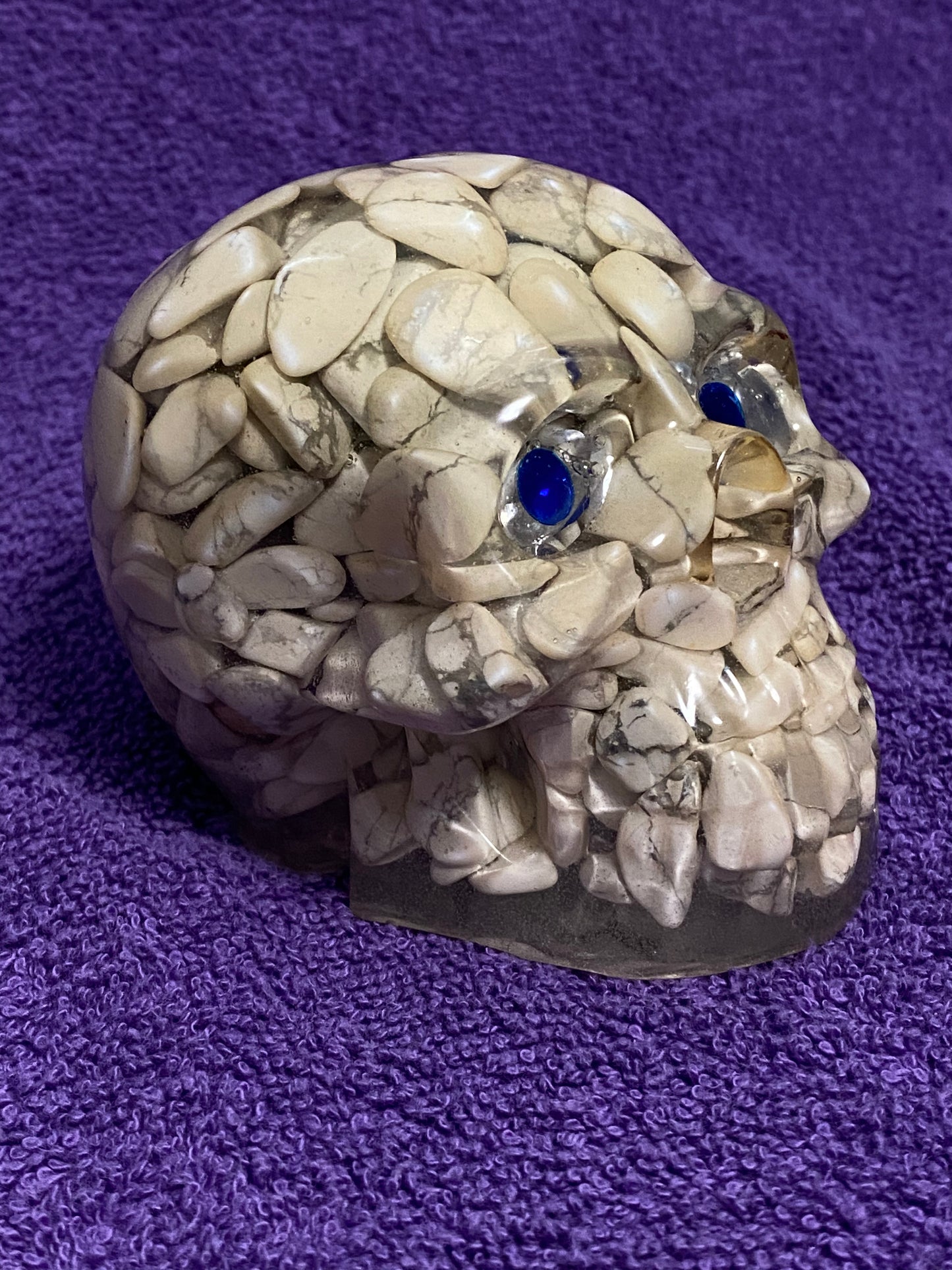 Gemstone Embedded Handmade Resin Skulls