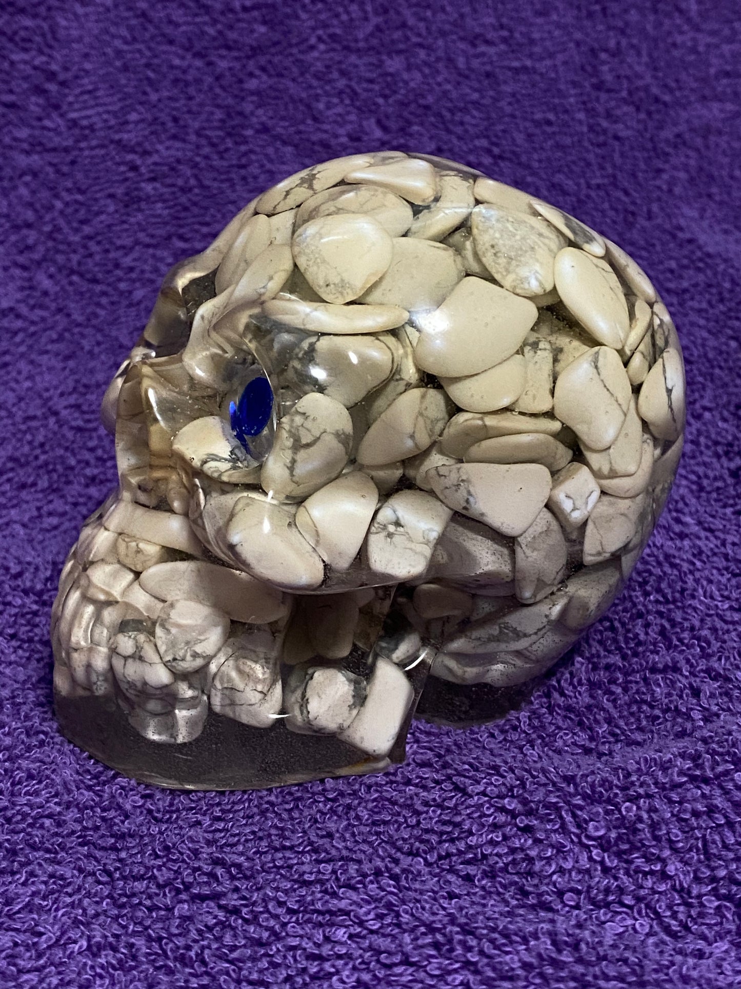 Gemstone Embedded Handmade Resin Skulls