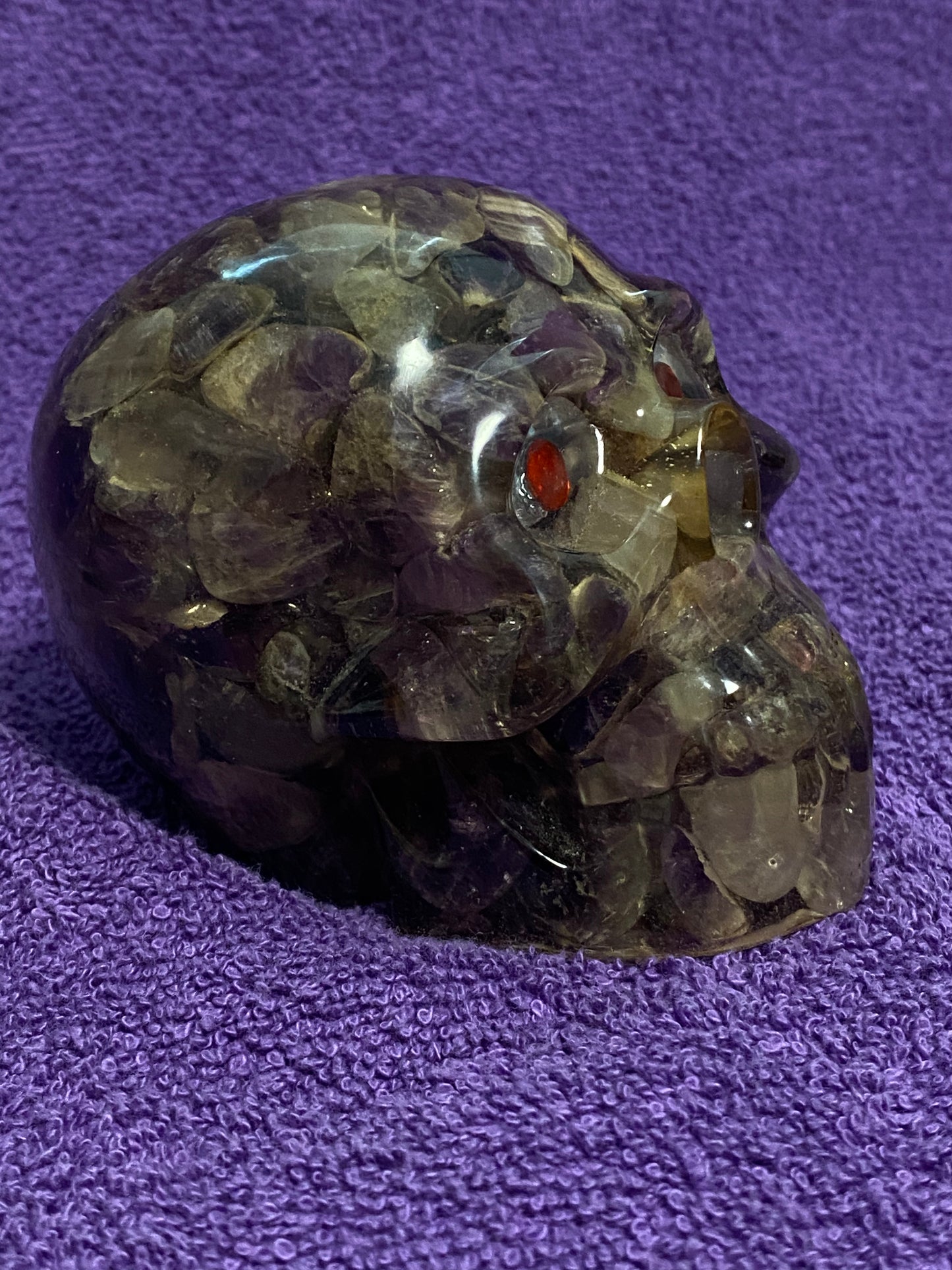 Gemstone Embedded Handmade Resin Skulls