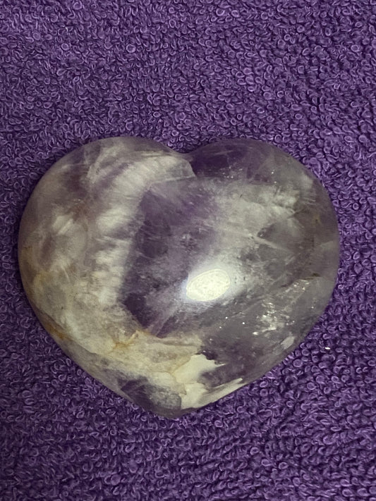 Chevron Amethyst Heart Palm Stone 4.34 oz