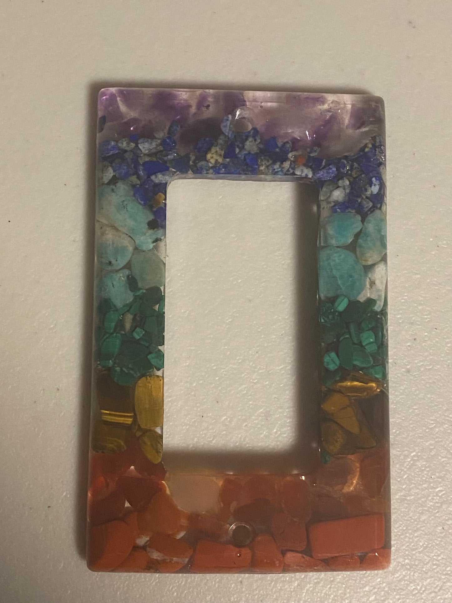 Genuine Gemstone Embedded Chakra Stone Handmade Resin Switch Plate