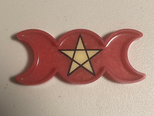 Triple Moon Handmade Resin Incense Tray