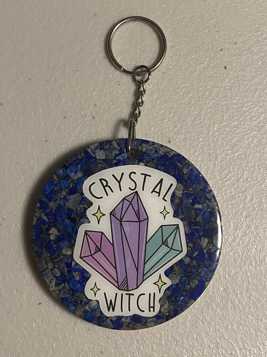 Lapis Lazuli “Crystal Witch” Round Resin Keychain