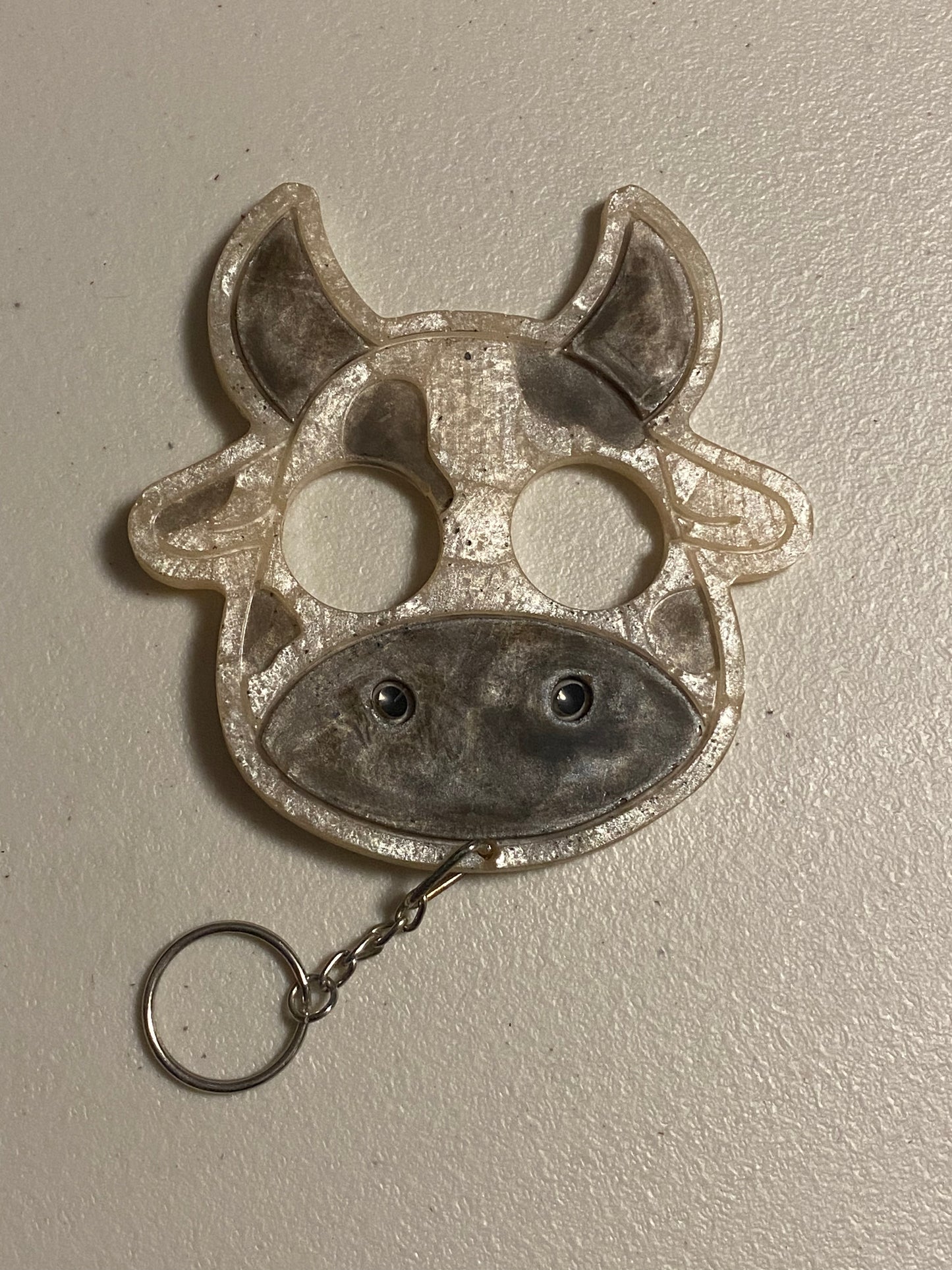 Big Eyed Cow Handmade Resin Defense Keychain