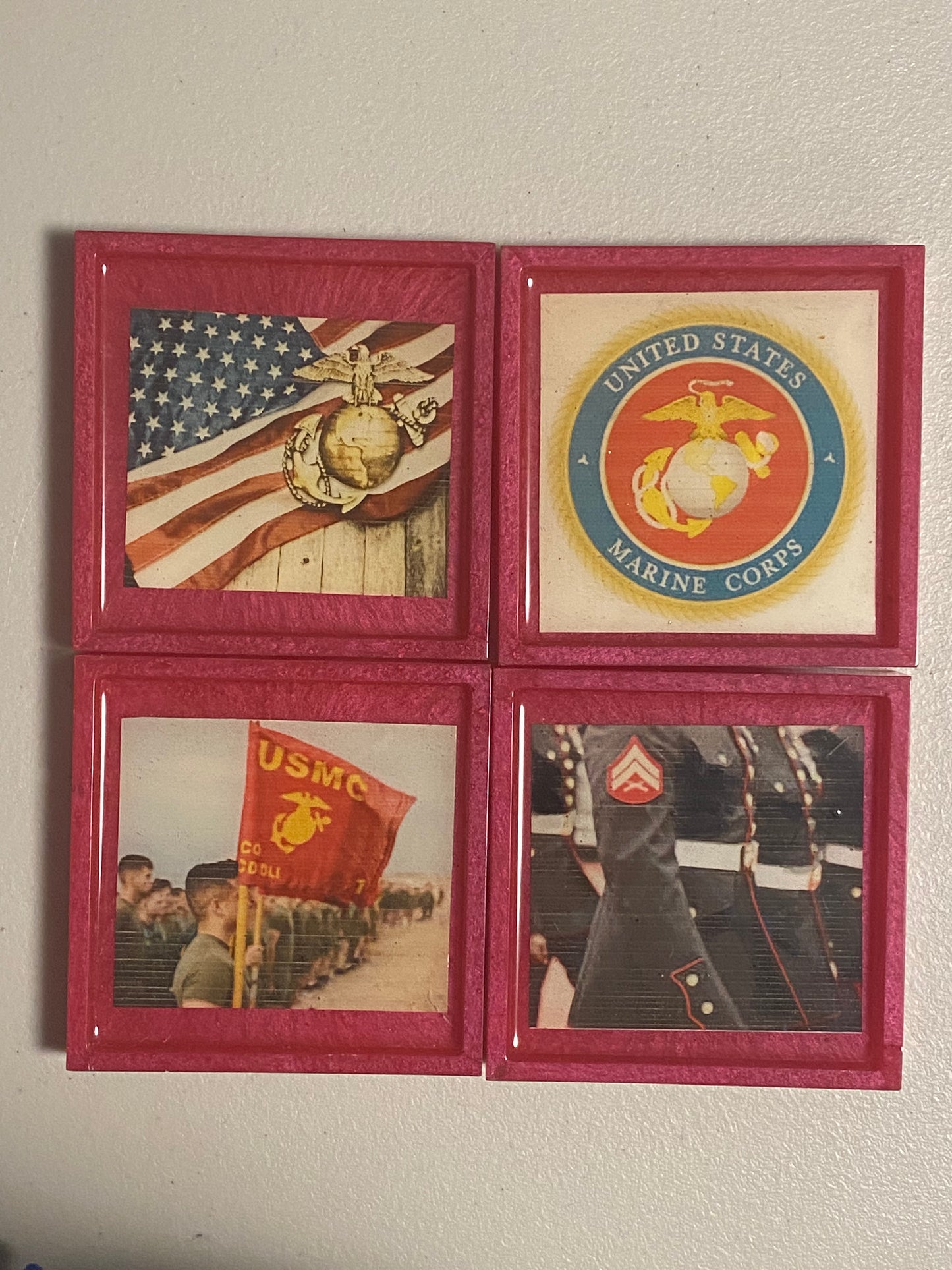 United States Military Resin Photo Coaster Sets