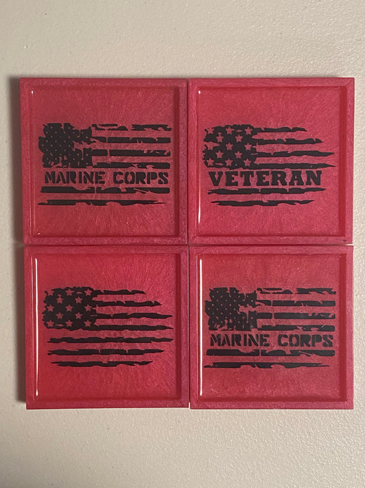 United States Military Decal Resin Coasters - singles or sets of 4