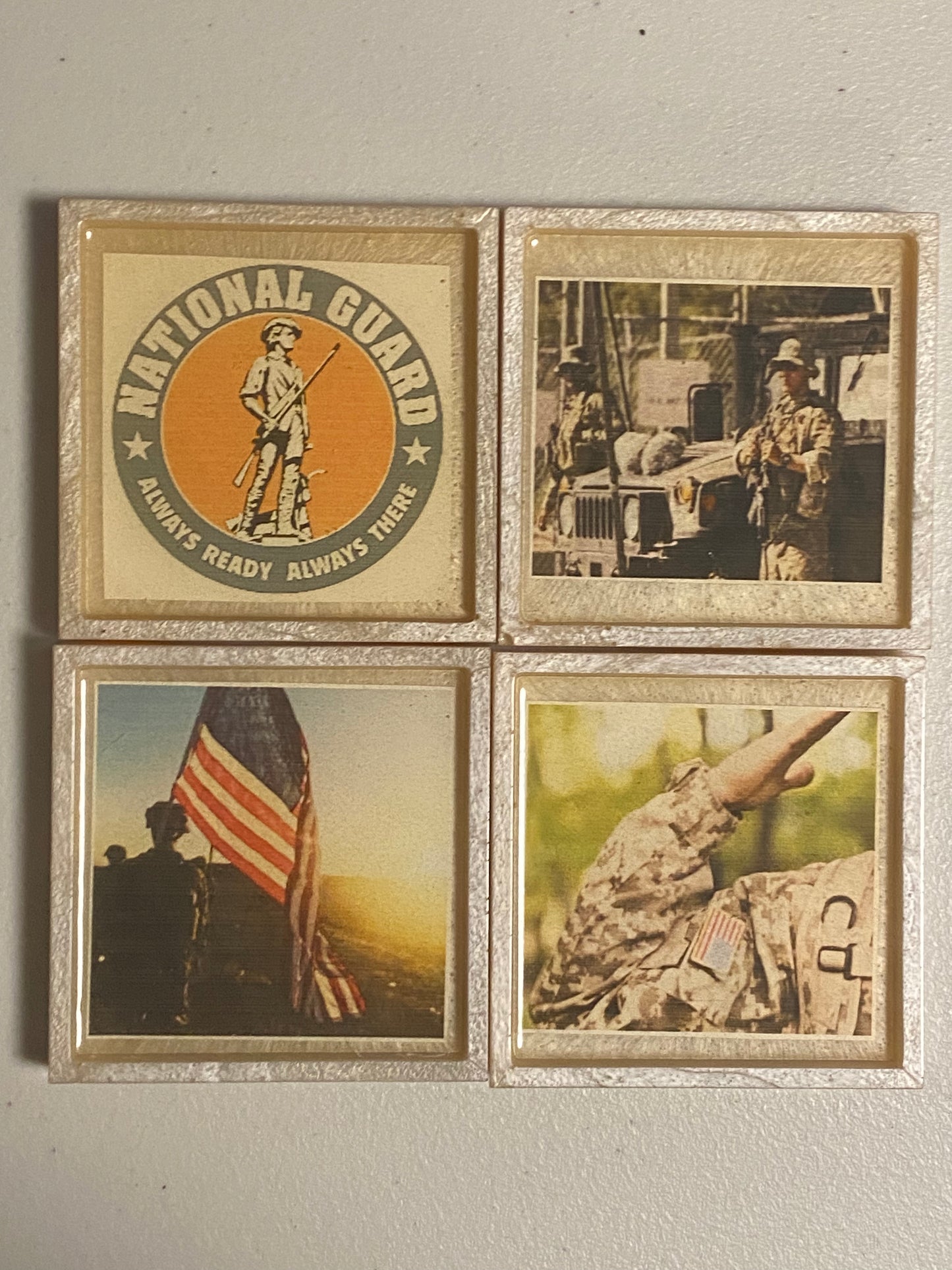 United States Military Resin Photo Coaster Sets