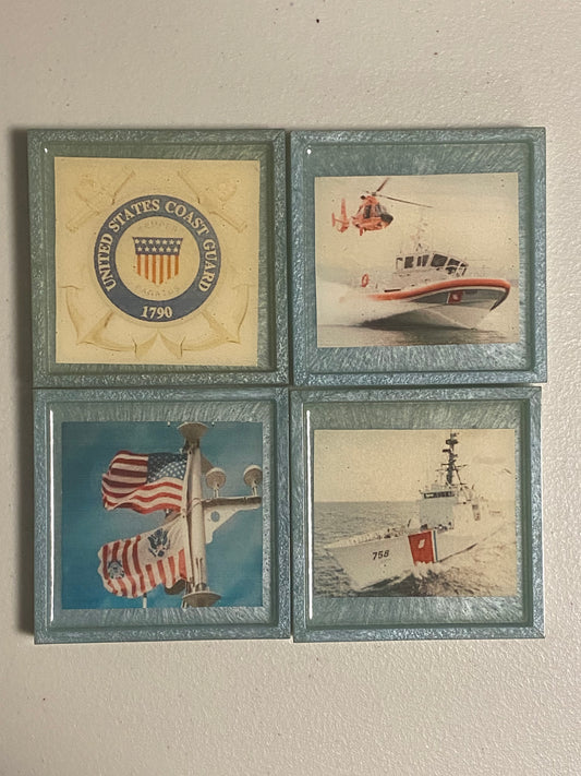 United States Military Resin Photo Coaster Sets