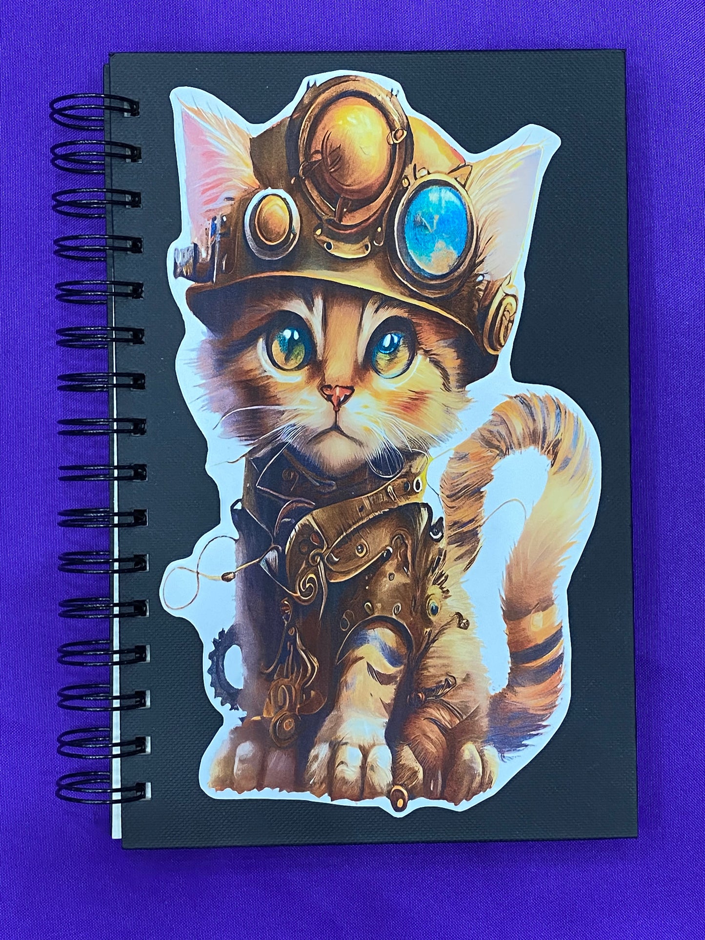 Steampunk Kittens Spiral Bound 80 page Blank Page Journal Sketch Book - 4 designs to choose