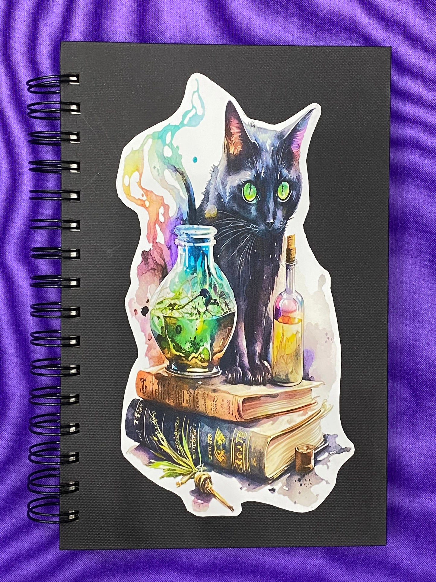 Magical Black Cat Spiral Bound 80 page Blank Page Journal Sketch Book - 4 designs to choose from