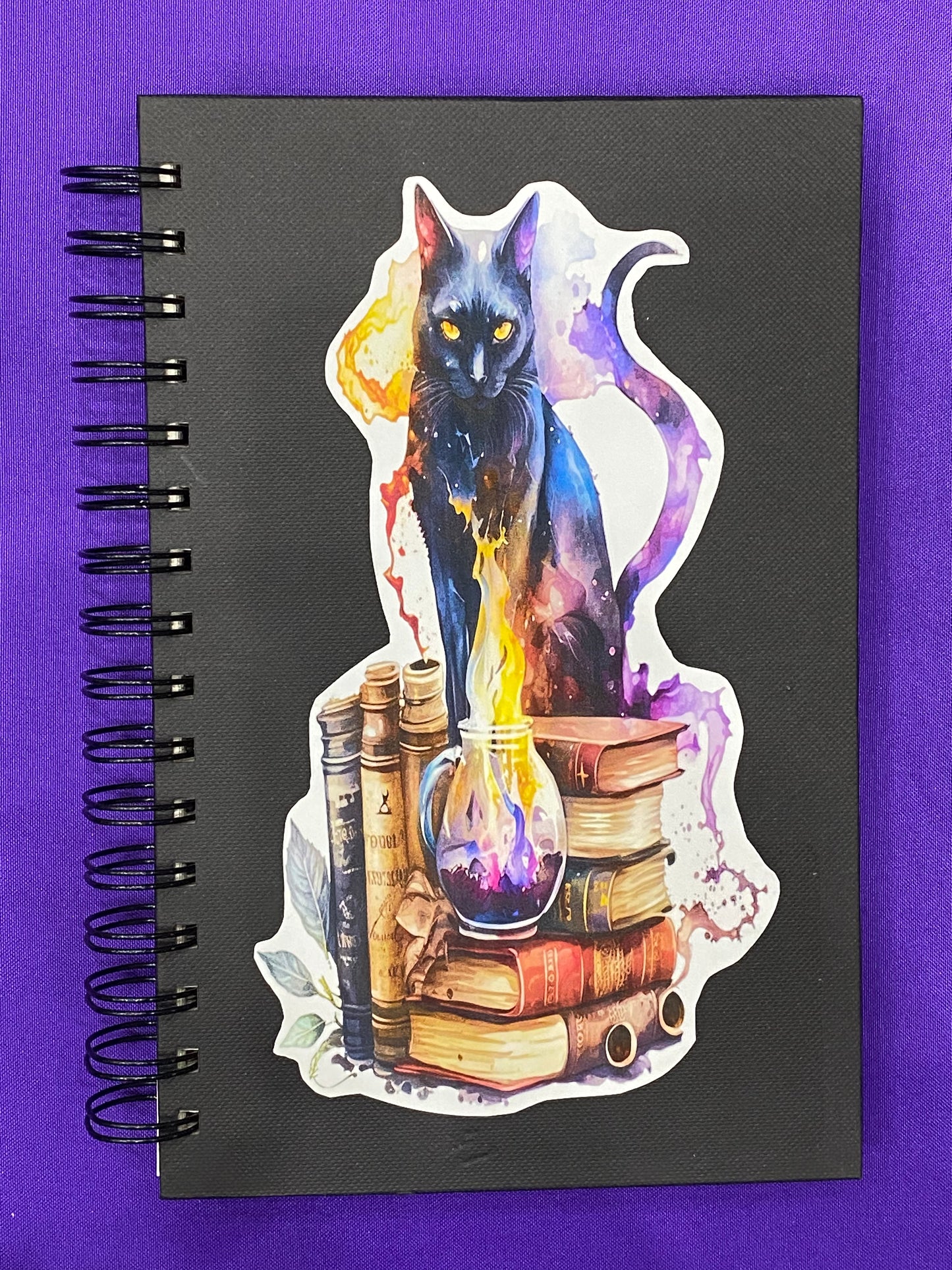 Magical Black Cat Spiral Bound 80 page Blank Page Journal Sketch Book - 4 designs to choose from