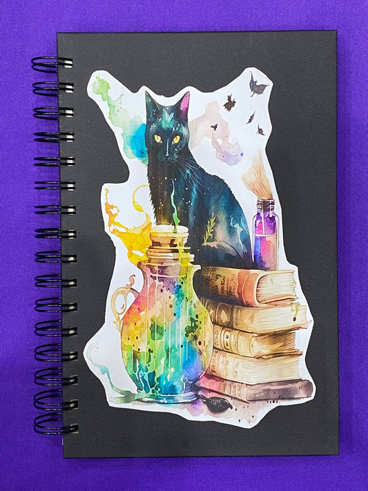 Magical Black Cat Spiral Bound 80 page Blank Page Journal Sketch Book - 4 designs to choose from