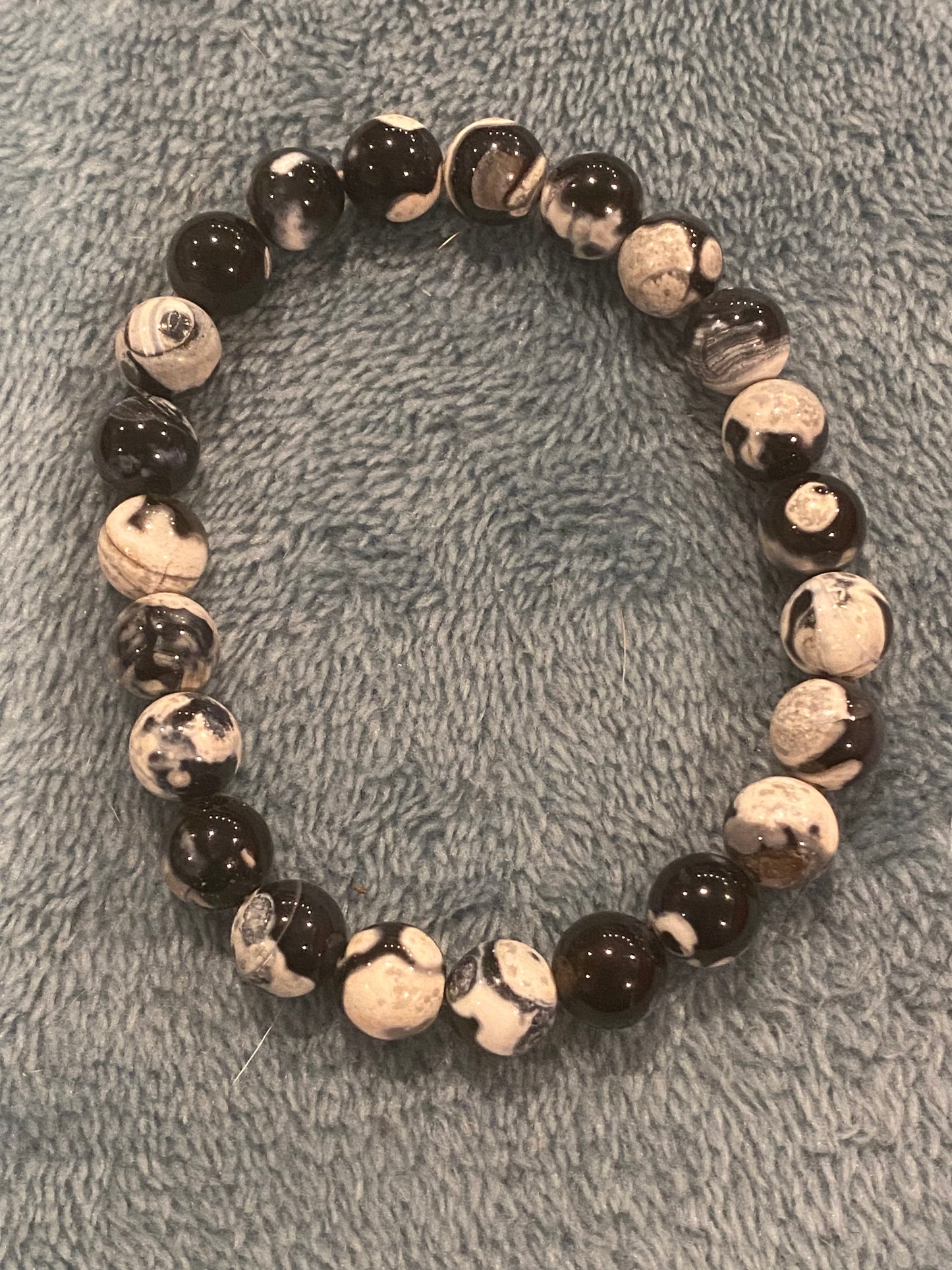 Orca Agate 8mm Bead Bracelet