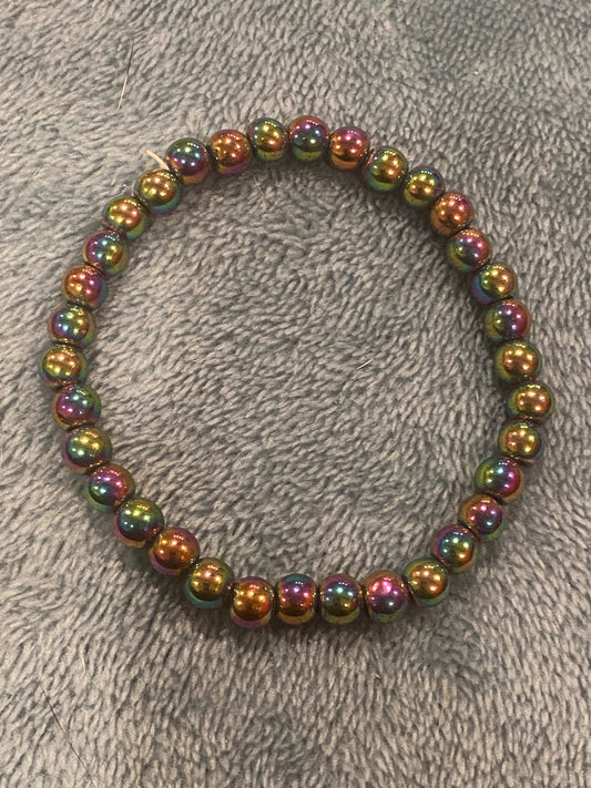 Rainbow Hematite 6mm Bead Bracelet