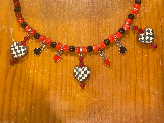 Queen of Hearts Beaded Necklace & Earring Set