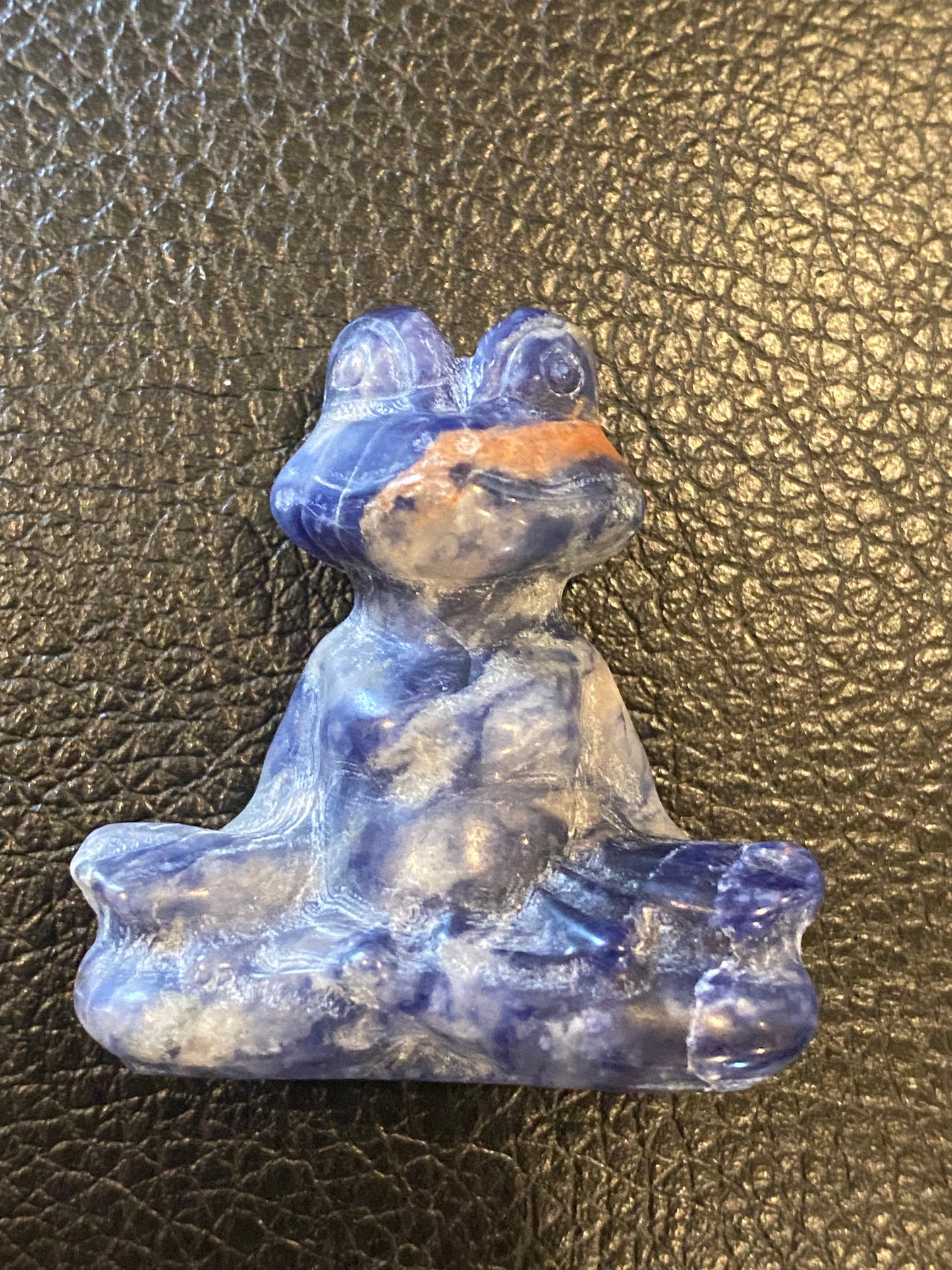 Sodalite Namaste Frog 1.75” Carving