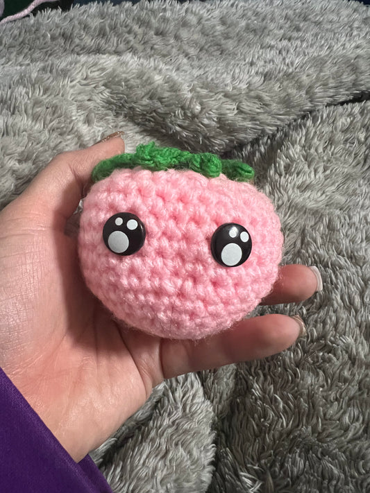 Pink Strawberry Crochet Plushie