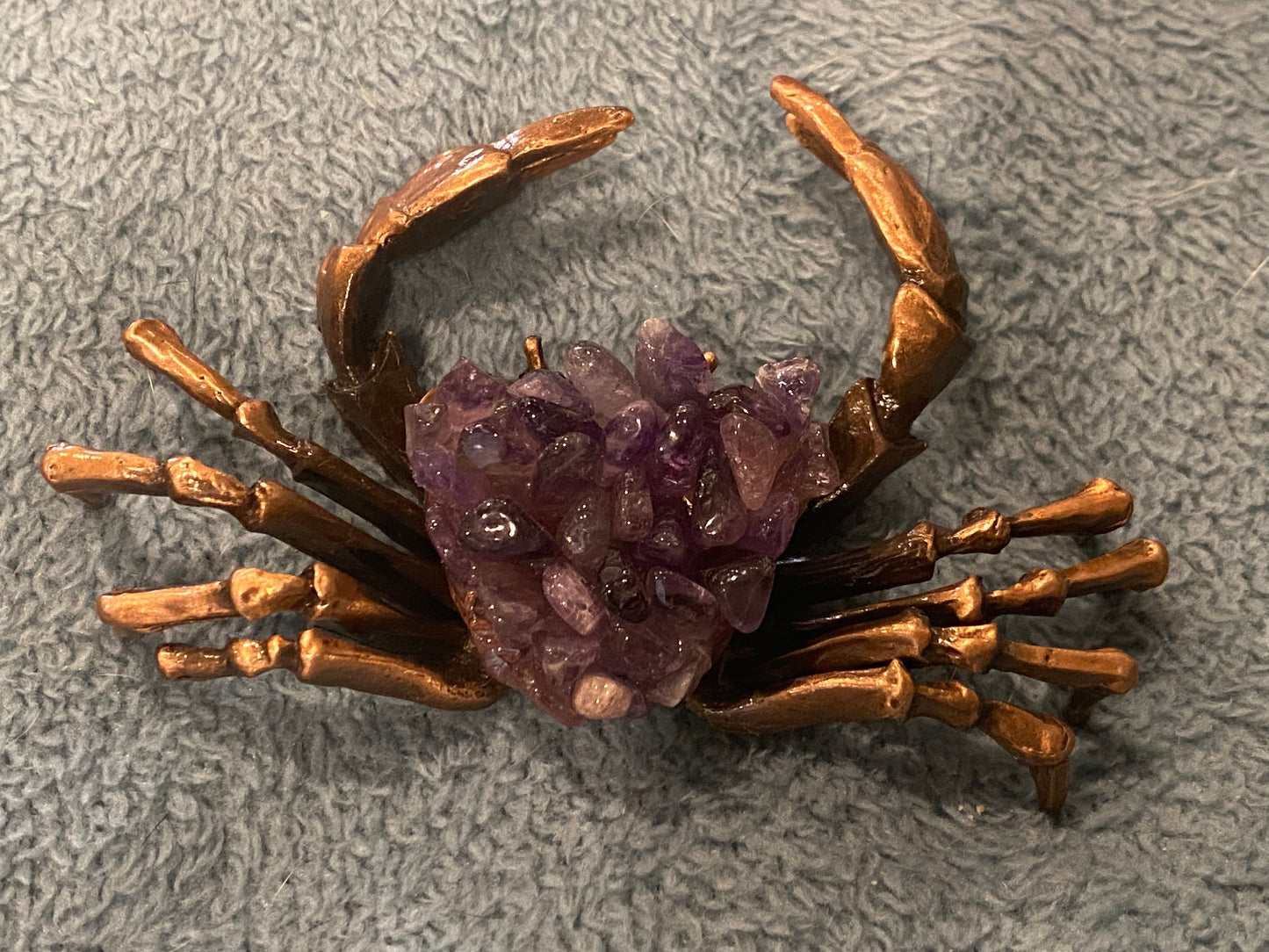 Amethyst Gemstone & Metal Crab Figurine 3.5x4.5