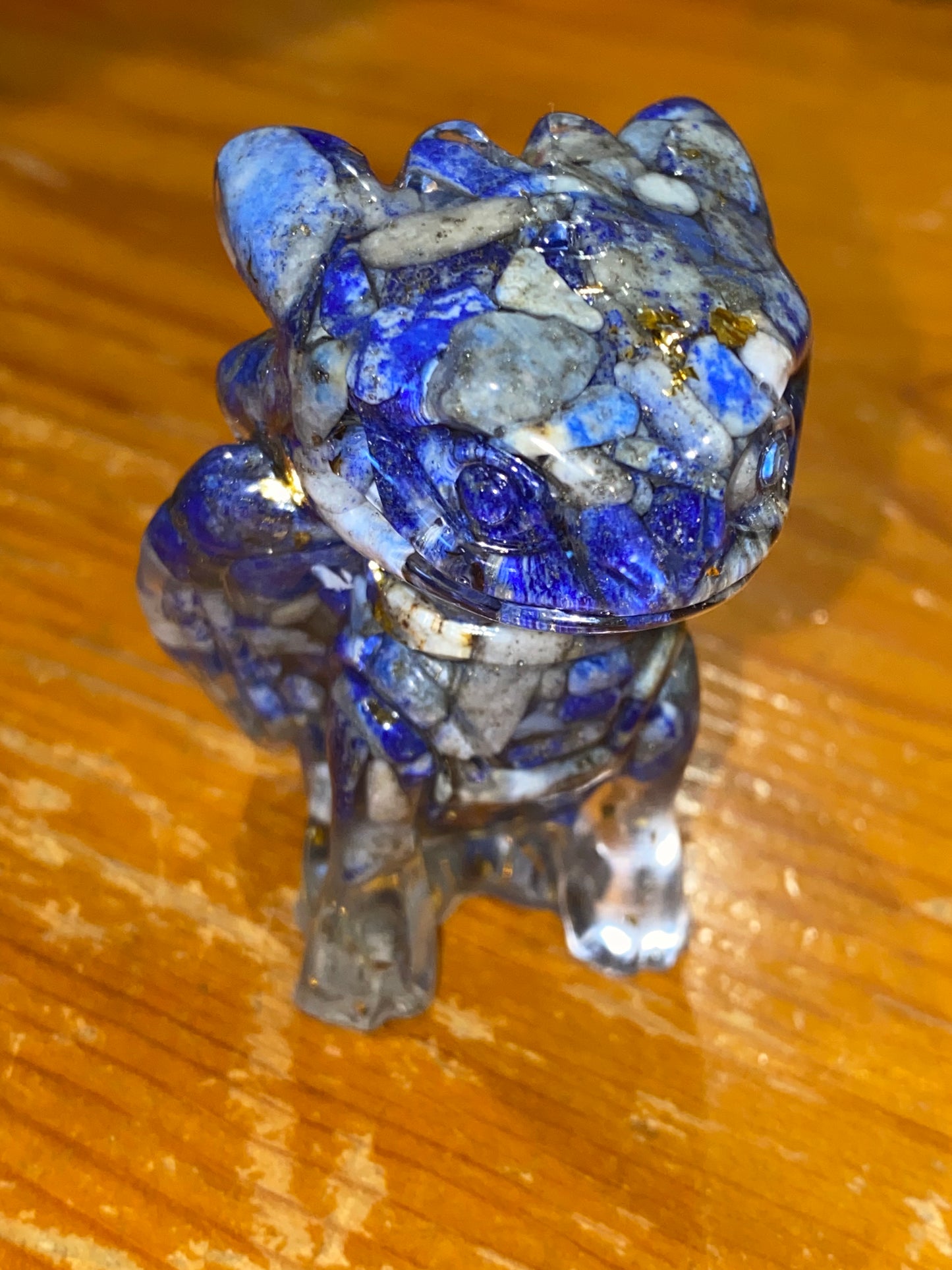 Lapis Lazuli Gemstone Embedded Resin Toothless Dragon