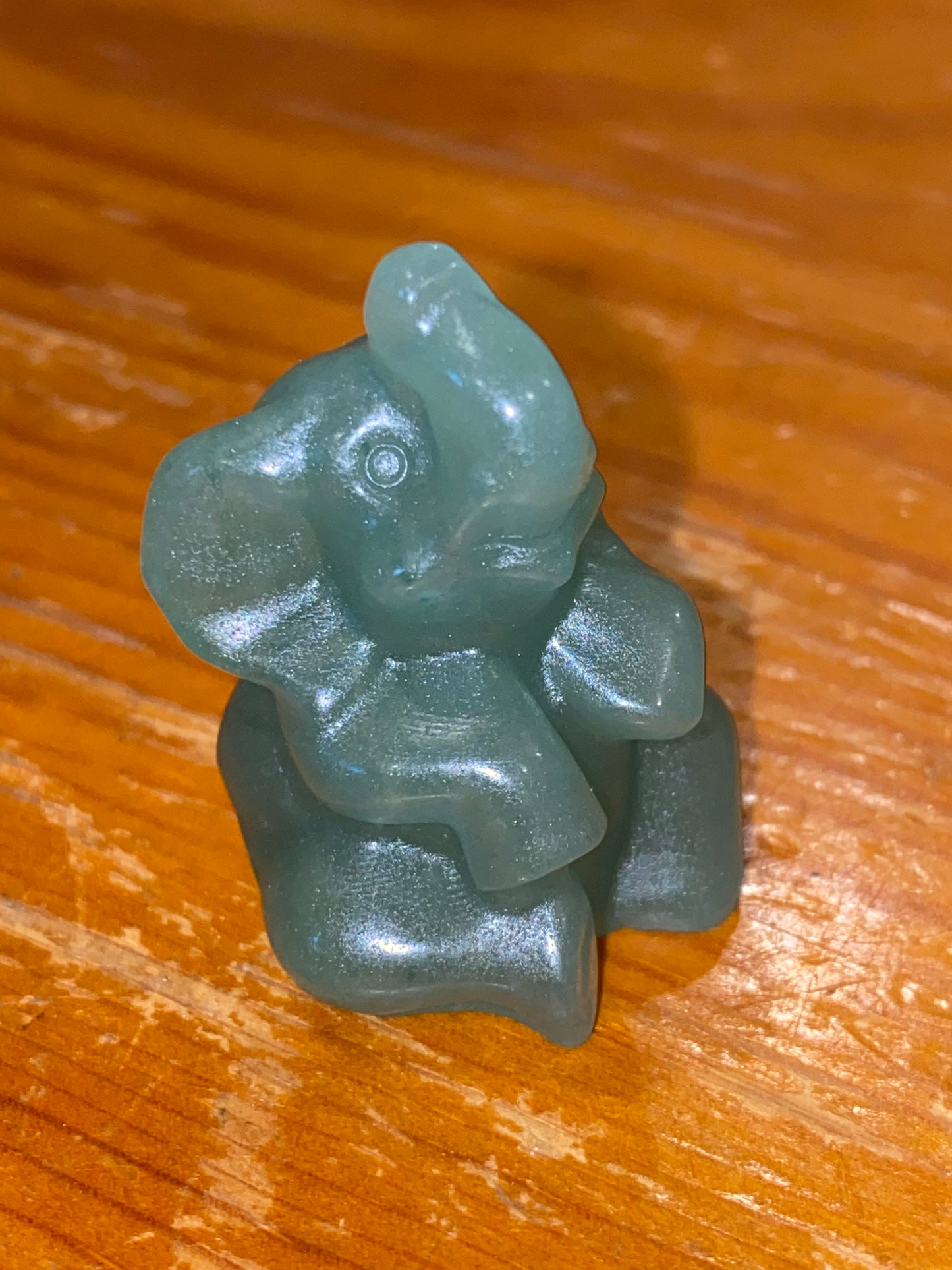 Green Aventurine Sitting Elephant Carving