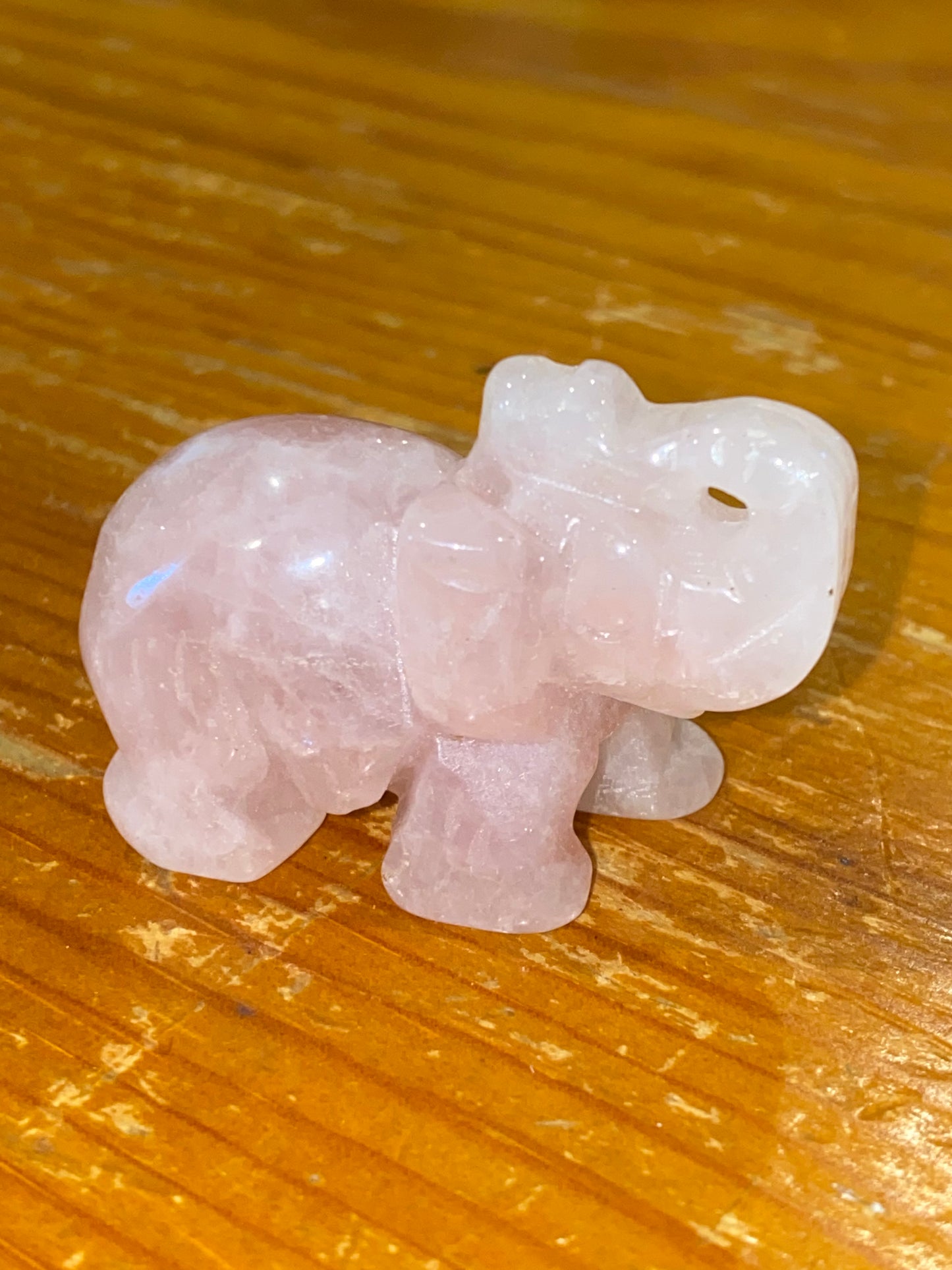 Rose Quartz Standing Elephant Genuine Gemstone Crystal Carving