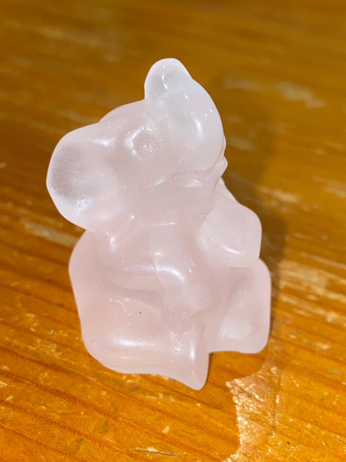Rose Quartz Sitting Elephant Carving