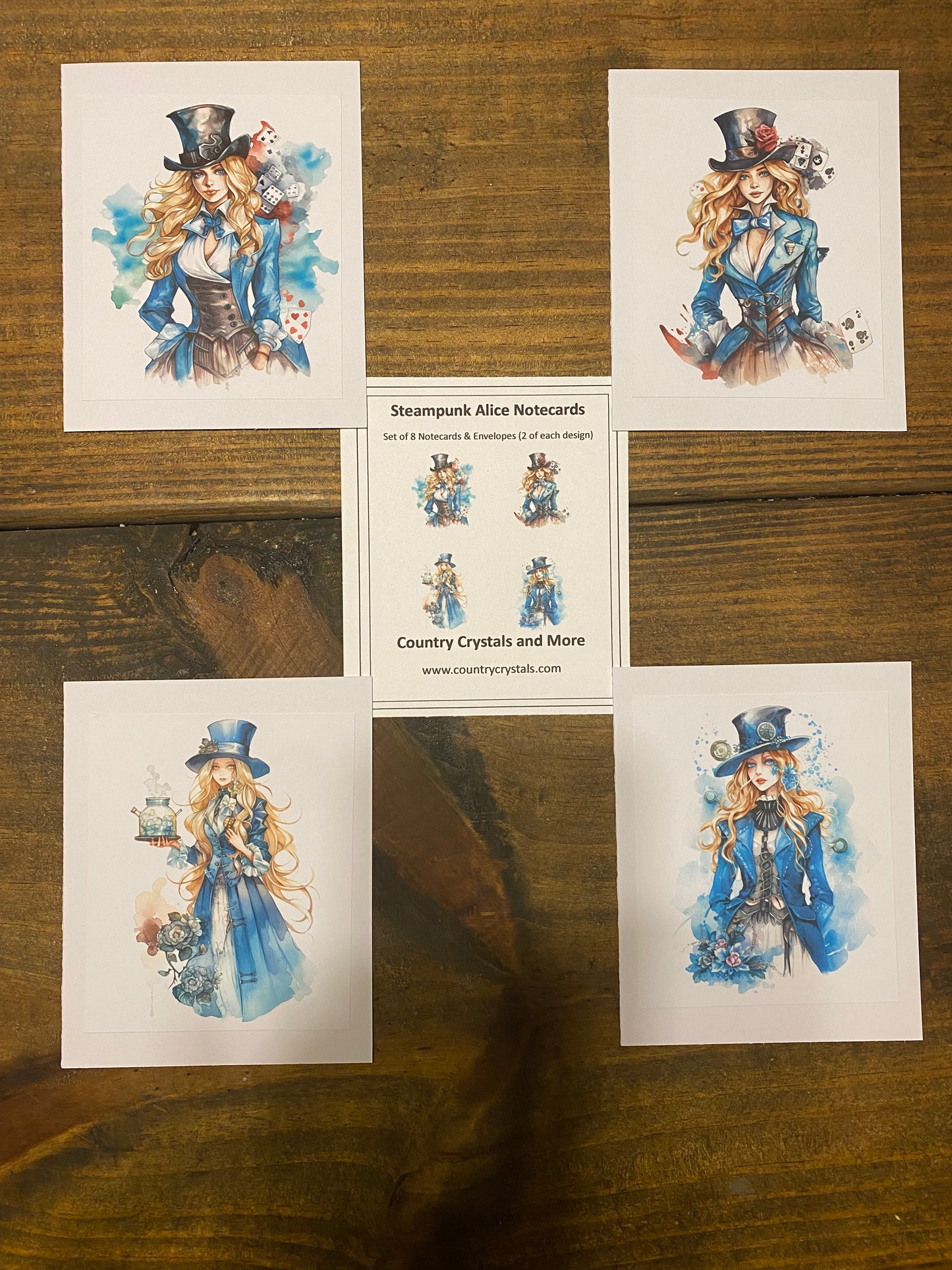 Steampunk Alice Watercolor Notecards