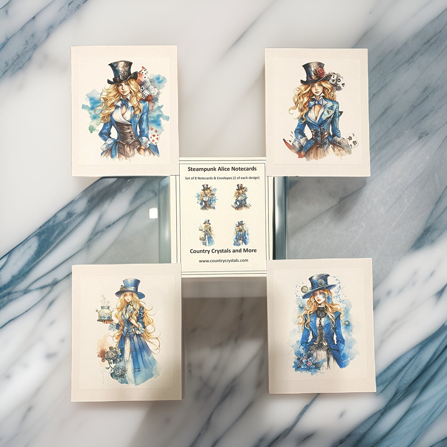 Steampunk Alice Watercolor Notecards