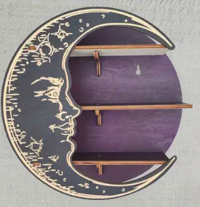 Purple Wooden Moon Crystal Rack