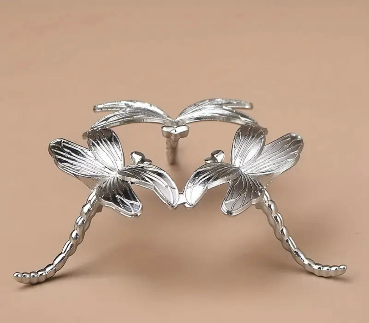 Silver Dragonfly Sphere Holder