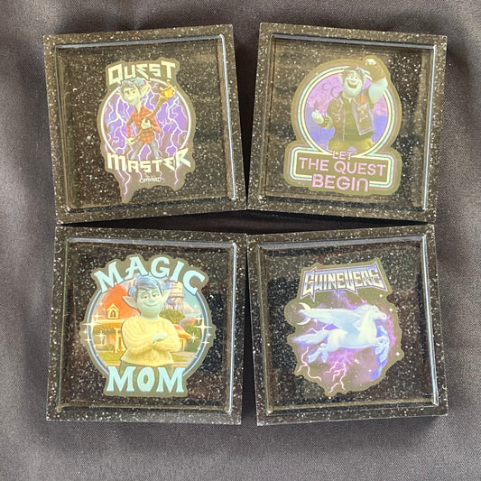 Onward Sparkly Black Resin Coasters - Set of 4