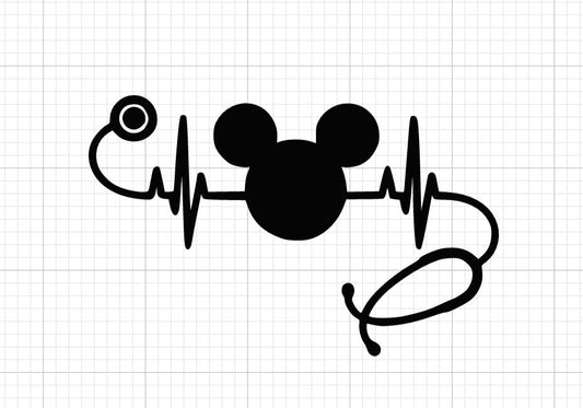 Mickey Head Nurse Heartbeat Decals