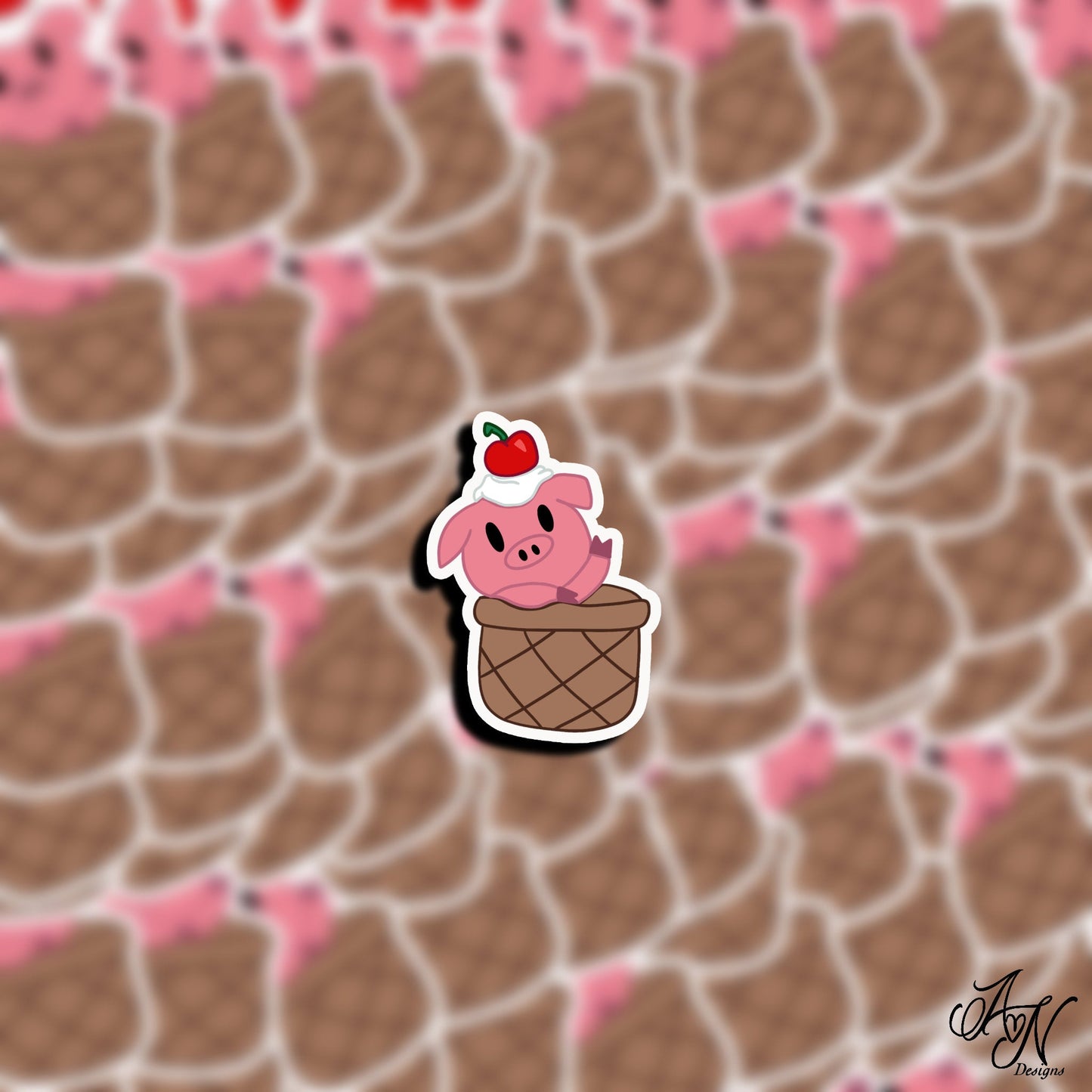 Derrick the Ice Cream Pig Vinyl Sticker