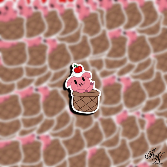 Derrick the Ice Cream Pig Vinyl Sticker