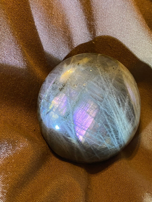 Purple Flash Labradorite Palm Stone