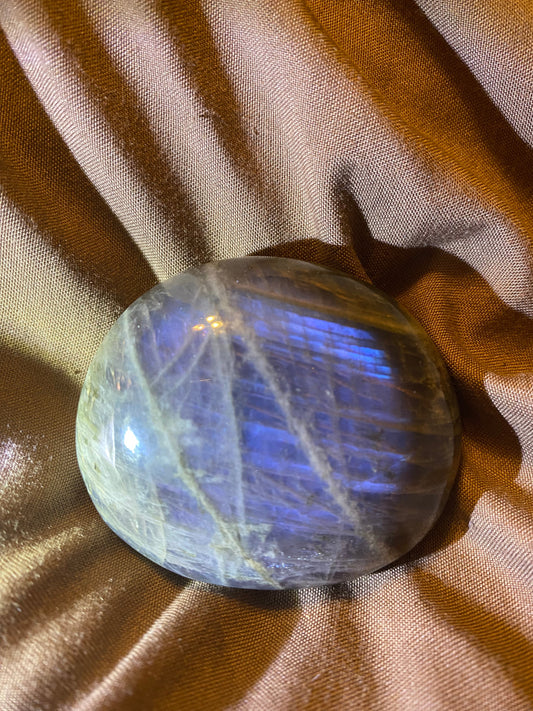 Purple Flash Labradorite Palm Stone 2