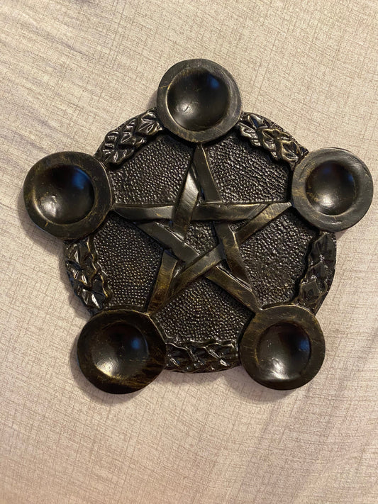 Star Pentagram Black 5-Sphere Holder