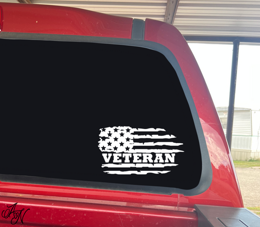 Distressed Horizontal Veteran Flag